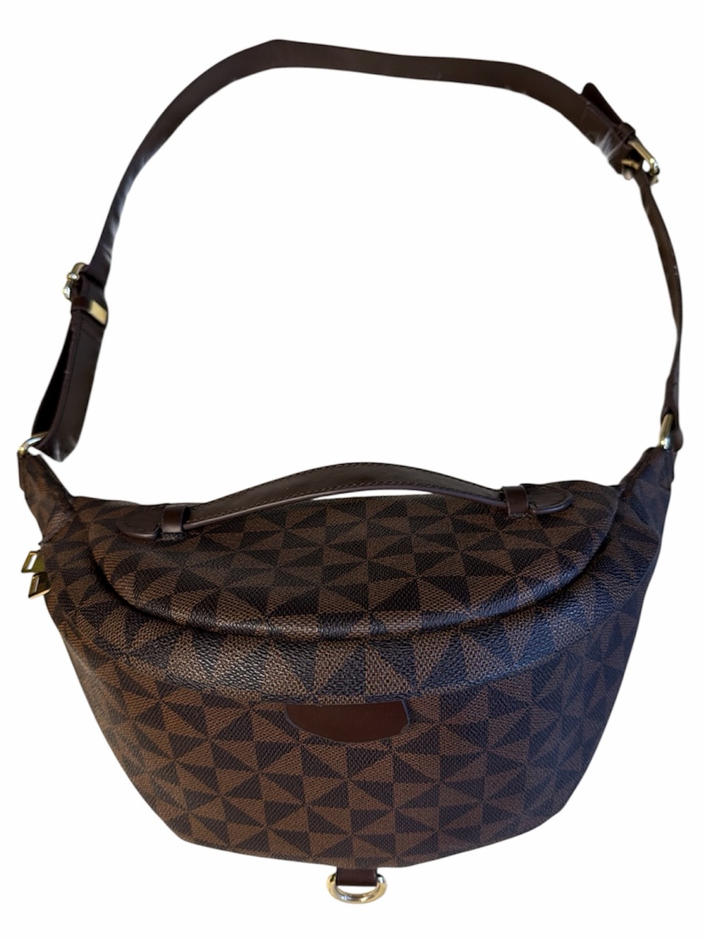 Brown Geometric Pattern Crossbody Bag